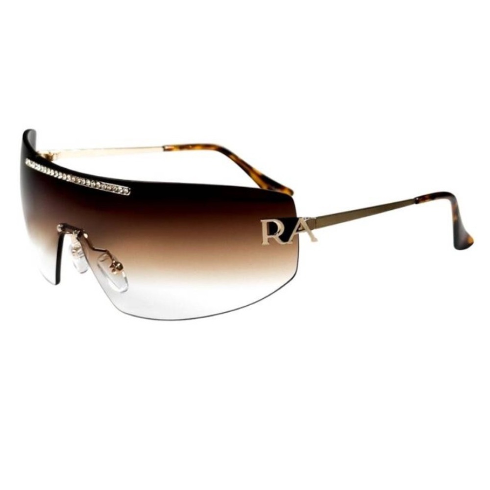 RA Gold-Tone Brown Gradient Shield Sunglasses